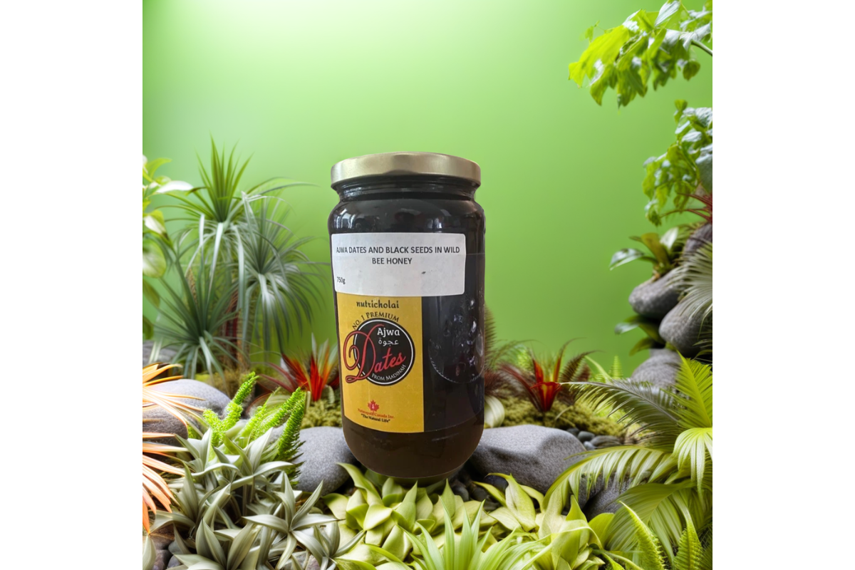 AJWA DATES WITH BLACK SEEDS &  WILD HONEY – 750g
